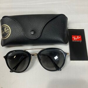 Ray-Ban RB4253 Women Black Gold Double Bridge Aviator Sunglasses Grey Gradient